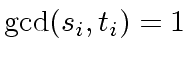 $ {\gcd}(s_i,t_i) = 1$