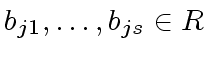 $ b_{j1}, \ldots, b_{js} \in R$