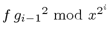 $ f \, {g_{i-1}}^2 {{\rm ~mod~}}x^{2^i}$